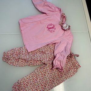 Eliza James 3t girls Embrodery matching set pajamas pink Cotten shirt floralpant